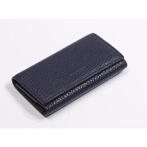 Bally Vintage Small Navy Textured Leather Keychain Wallet
